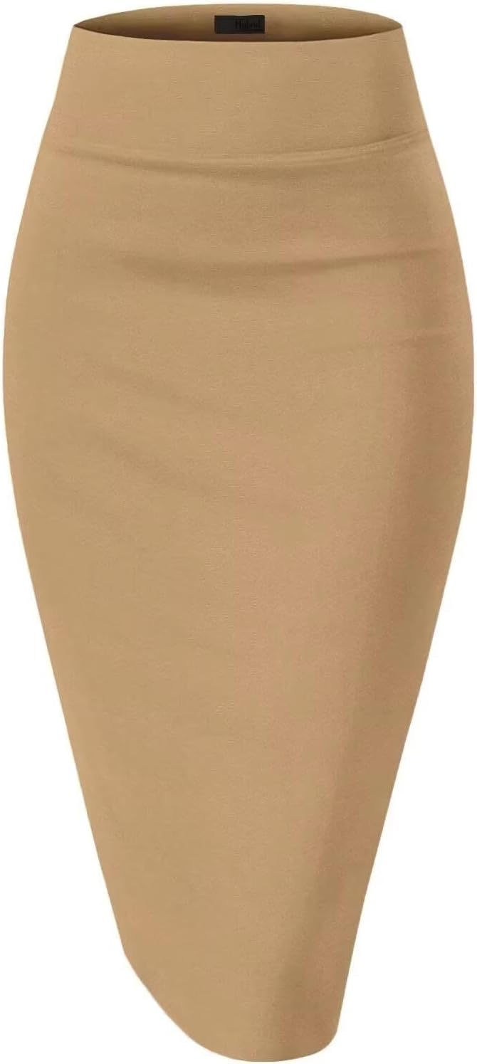 Hybrid & Company Women's Techno/Scuba Stretchy Office Pencil Skirt Made in USA