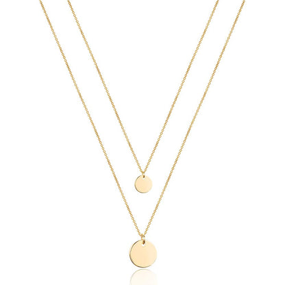 Turandoss Dainty Layered Choker Necklace, Handmade Y Pendant Necklace Multilayer Bar Disc Necklace Adjustable Layering Choker Necklaces for Women