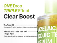 PURITO Azelaic Acid 10% + Kojic Acid + Tea Tree Facial Serum | for Acne & Marks, Breakouts | High-Level Azelaic Acid 10% | Korean skincare, 30mL 1.01 fl.oz