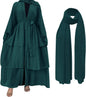 Abayas for Women Muslim Dubai Dress Solid Loose Fit Long Cardigan Islamic Kaftan Robe Open Front Maxi Length