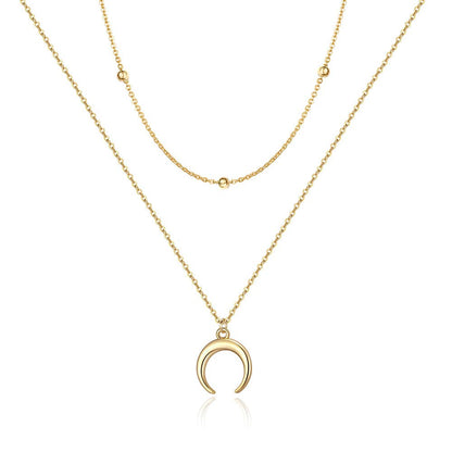 Turandoss Dainty Layered Choker Necklace, Handmade Y Pendant Necklace Multilayer Bar Disc Necklace Adjustable Layering Choker Necklaces for Women