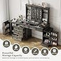 Compact Vanity with Hidden Chair | Mini Dorm Organizers and Storage Dressing Table Desk Gift for Girls Lady with 2 Large Drawers Shelves Mirror Lights for Small Bedroom (White)