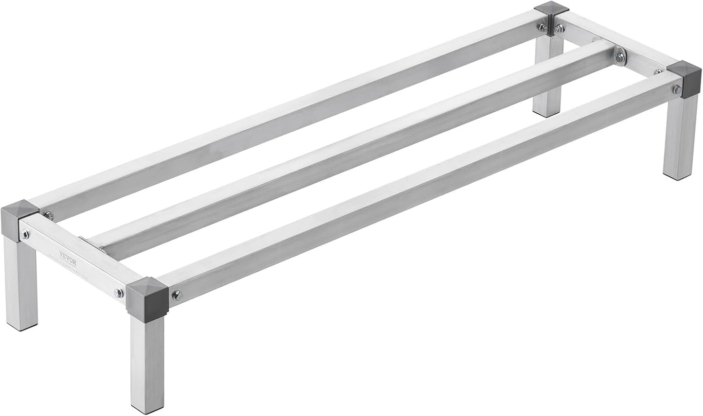 VEVOR Aluminum Dunnage Rack, 48” x 20” Commercial Food Floor Rack, 12” Off the Floor, 1000 lbs Capacity All-Welded Aluminum Storage Rack, for Storage in Restaurants, Kitchens, Garages and Vehicles