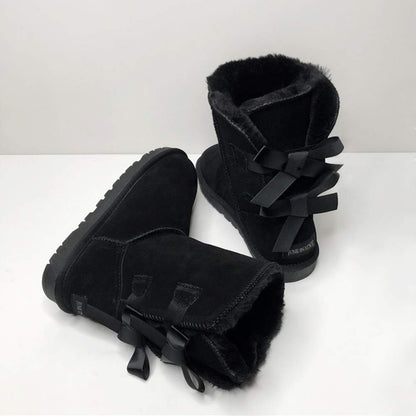 JOY IN LOVE Women's Snow Boots for Winter Mid-Calf high Back Bows