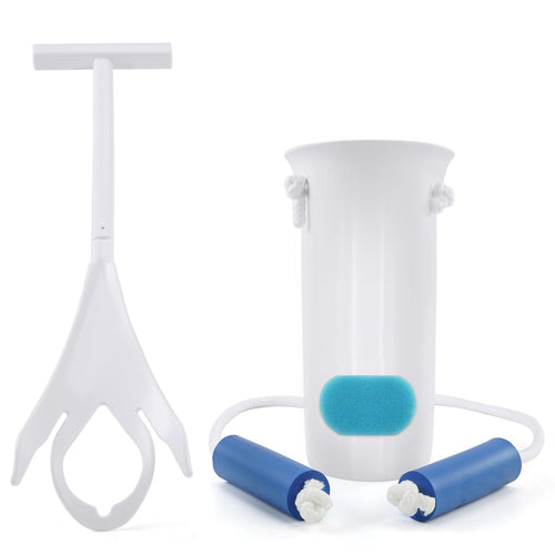 Jellas Sock Aid Kit, Flexible Sock Aid Device with Long Rope - Sock Puller aid Easy on and Off Device for Putting On and Removing Socks or Stockings, Sock Helper for Independence and Comfort (White)