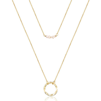 Turandoss Dainty Layered Choker Necklace, Handmade Y Pendant Necklace Multilayer Bar Disc Necklace Adjustable Layering Choker Necklaces for Women