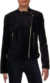 Ralph Lauren Womens Feyoshi Velvet Motorcycle Jacket, Blue, 8
