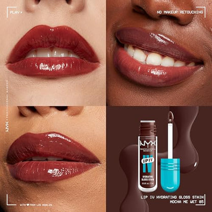 NYX PROFESSIONAL MAKEUP Lip IV Hydrating Glossy Lip Stain with 12HR Hydration - Drippin In Rose (Pink)