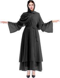 Abayas for Women Muslim Dubai Dress Solid Loose Fit Long Cardigan Islamic Kaftan Robe Open Front Maxi Length