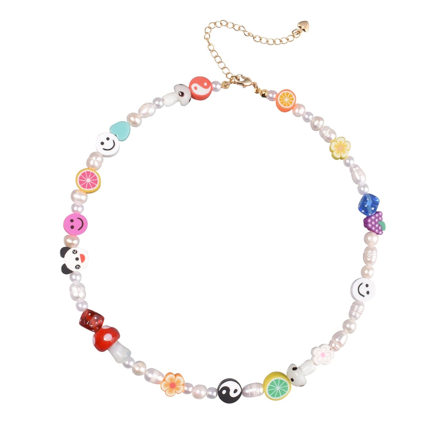 Natural Freshwater Pearl Fun Flirty Beaded Choker Necklace Handmade Summer Boho Jewlery Gifts for Women Teen