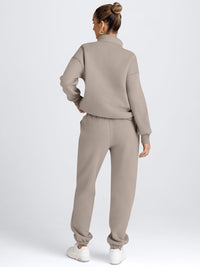 AUTOMET Women's Sweatsuits 2 Piece Outfits Lounge Sets Long Sleeve Half Zip Pullover and Baggy Sweatpants with Pockets