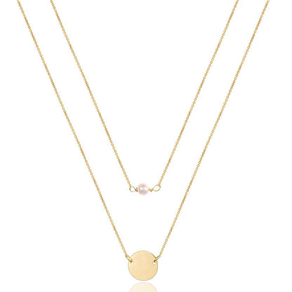 Turandoss Dainty Layered Choker Necklace, Handmade Y Pendant Necklace Multilayer Bar Disc Necklace Adjustable Layering Choker Necklaces for Women