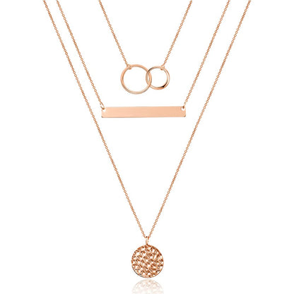 Turandoss Dainty Layered Choker Necklace, Handmade Y Pendant Necklace Multilayer Bar Disc Necklace Adjustable Layering Choker Necklaces for Women