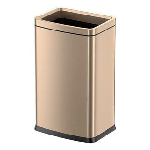 25L/6 Gallon Stainless Steel Square Trash Can, Large Kitchen Garbage Can, Office Commercial Trash Bin Champagne Gold Garbage Can, Large Open Top Waste Basket (25Lgold)