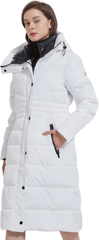 IKAZZ Women's Winter Coats, Thickened Warm Insulated Vegan Down Long Parka Jacket with Hood
