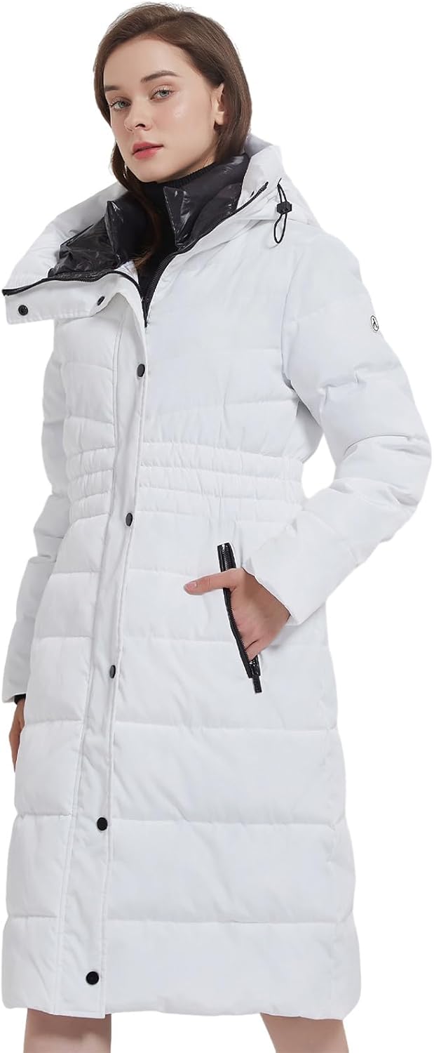 IKAZZ Women's Winter Coats, Thickened Warm Insulated Vegan Down Long Parka Jacket with Hood