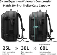 7DAY'S Fiordpack Vacuum Backpack Travel (External Pump, 60L), TSA Lock, Expandable Vacuum Seal Compression Travel Backpack for 17" Laptop, Airline Approved