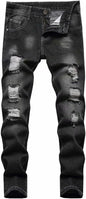 HENGAO Boy's Distressed Ripped Skinny Jeans