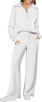 ANRABESS Women 2 Piece Outfits 2025 Fall Fashion Airport Wide Leg Pants Lounge Set Leisure Travel Vacation Clothes Sweatsuits