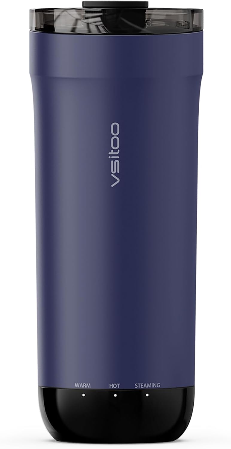 VSITOO S5 heated travel mug,16oz, Auto-Sensing AI Heats Drinks To 120-150°F Hands-Free. Temperature Control for All Cars, Perfect for Home/Office/Travel/Outdoor, Ideal Gift for Coffee Lovers - Red