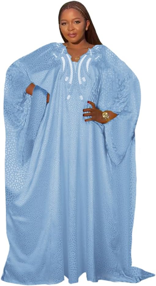 HD African Dresses for Women Fashion Beading Rhinestone Kaftan Maxi Dress