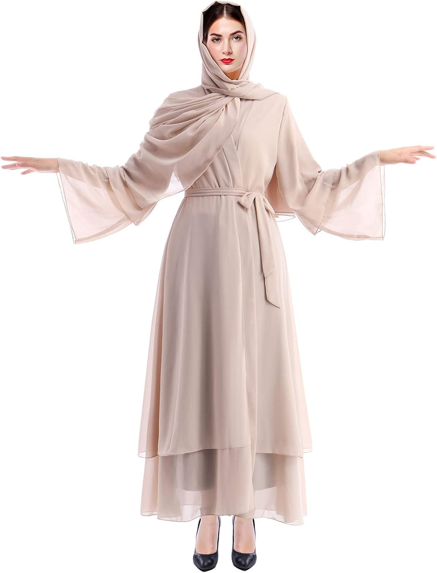 Abayas for Women Muslim Dubai Dress Solid Loose Fit Long Cardigan Islamic Kaftan Robe Open Front Maxi Length