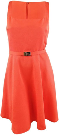 Lauren Ralph Lauren Women's Sleeveless Faille Cocktail Dress (16, Orange)