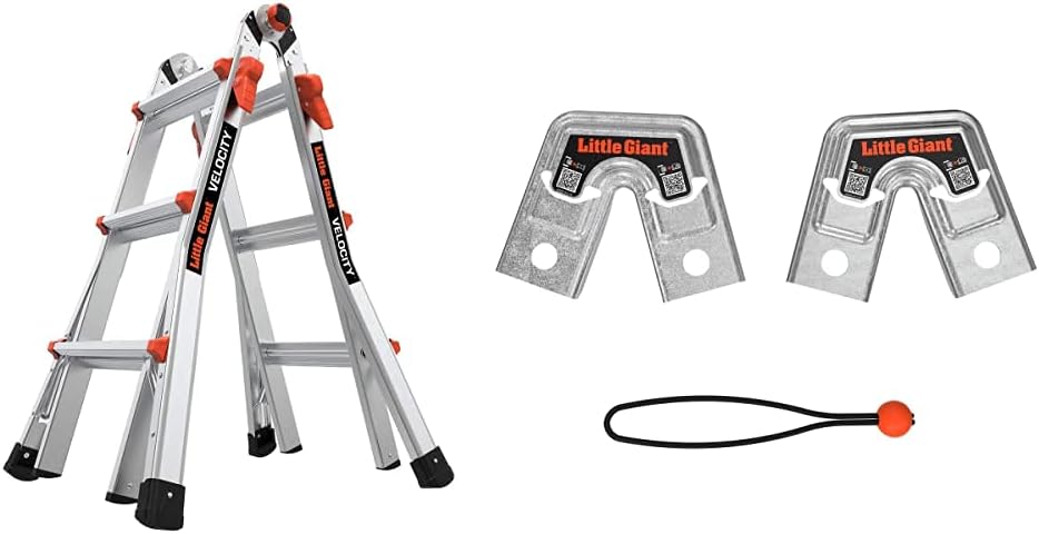 Little Giant Multi-Position Ladder, Velocity, M17, 9-15 Foot, Aluminum, Type 1A, 300 lbs Weight Rating & Work Platform, Aluminum, 375 lbs Weight Rating