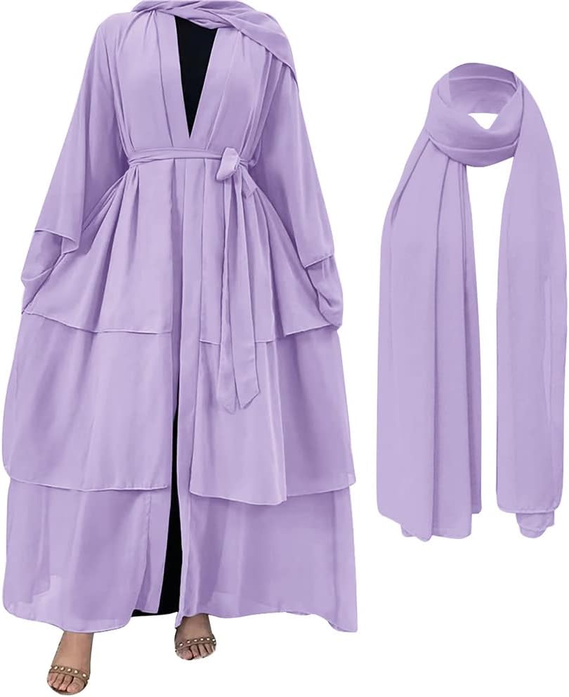 Abayas for Women Muslim Dubai Dress Solid Loose Fit Long Cardigan Islamic Kaftan Robe Open Front Maxi Length