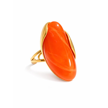Mchic Colorful Chunky Statement Ring for Women: Boho Large Oval Acrylic Finger Ring Stainless Steel Adjustable Beach Summer Y2K Handmade Jewelry Gift for Women
