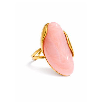 Mchic Colorful Chunky Statement Ring for Women: Boho Large Oval Acrylic Finger Ring Stainless Steel Adjustable Beach Summer Y2K Handmade Jewelry Gift for Women