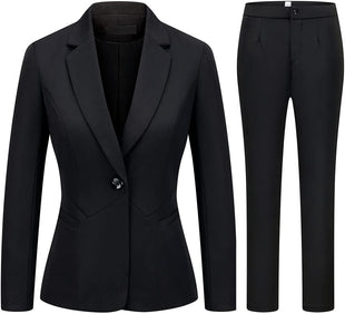MODFUL Women's 2 Piece Business Suit Pant Set Slim Fit One Button Blazer Jacket Lady Work Suit for Office