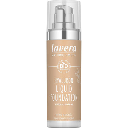 lavera Hyaluron Liquid Foundation - Warm Nude 03 - Foundation Make Up with Hyaluron & Almond Oil for a Flawless Complexion - Face Make Up - PETA Certified - Vegan - Made in Germany - 1 Fl Oz