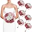 Wedding Bridesmaid Bouquets Set of 2, Artificial Silk Flowers Arrangement for Ceremony Marriage Proposal Party Anniversary Decorations - Champagne