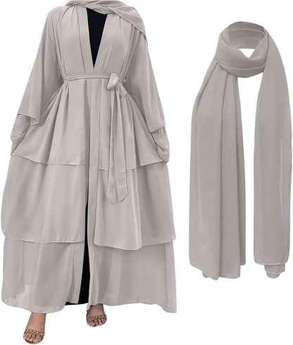 Abayas for Women Muslim Dubai Dress Solid Loose Fit Long Cardigan Islamic Kaftan Robe Open Front Maxi Length