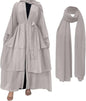 Abayas for Women Muslim Dubai Dress Solid Loose Fit Long Cardigan Islamic Kaftan Robe Open Front Maxi Length