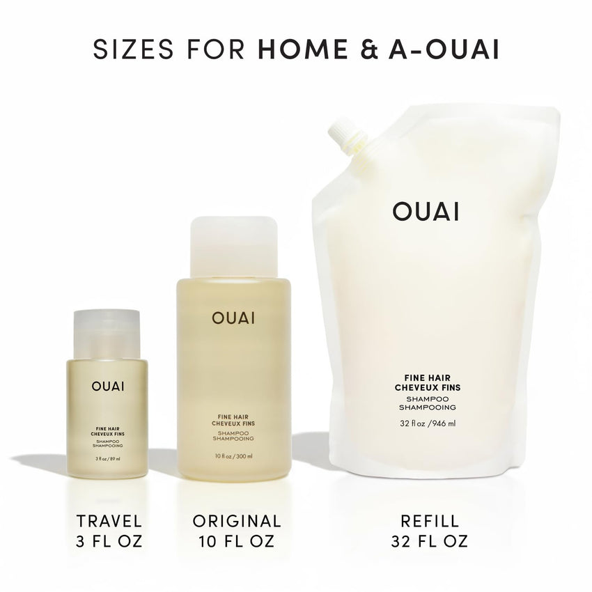 OUAI Fine Hair Shampoo - Volumizing Shampoo for Fine, Flat Strands - Made with Biotin, Keratin & Chia Seed Oil - Strengthens, Nourishes & Thickens - Color-Safe & Sulfate Free Hair Care (10 Fl oz)