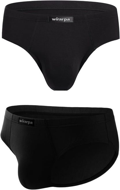 wirarpa Men's Underwear Modal Microfiber Briefs No Fly Covered Waistband Silky Touch Underpants 4 Pack
