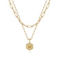 M MOOHAM Dainty Initial Necklaces for Women, 14K-Gold-Plated Layering Necklace for Women Cute Hexagon Letter Initial Necklace Layered Necklaces for Womens Teen Girl Gifts