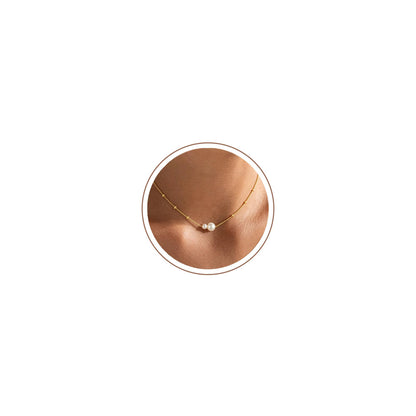 M MOOHAM Gold Necklace for Women Non Tarnish - Dainty 14K Gold Plated Beaded Chain Small Pendant Necklaces Simple Pearl Circle Beads Teardrop Pendant Necklace for Women Trendy Jewelry Gifts