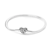 Silver Plated Stars Heart Shape Butterflies Clover Clasp Bracelet for Women Fit Original Charms Beads DIY Making Gift