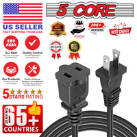 5Core AC Power Cord 15 Ft US Polarized Male to Female 2 Prong Extension Adapter Cords 16AWG 125V 1/2/12 Pc - EXC BLK 15FT - 7DAY'S
