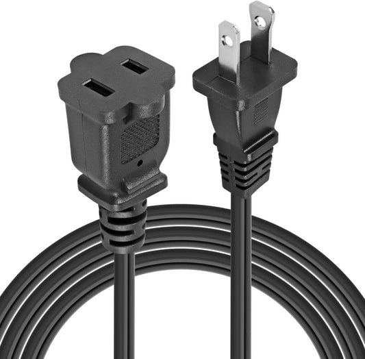5Core AC Power Cord 15 Ft US Polarized Male to Female 2 Prong Extension Adapter Cords 16AWG 125V 1/2/12 Pc - EXC BLK 15FT - 7DAY'S