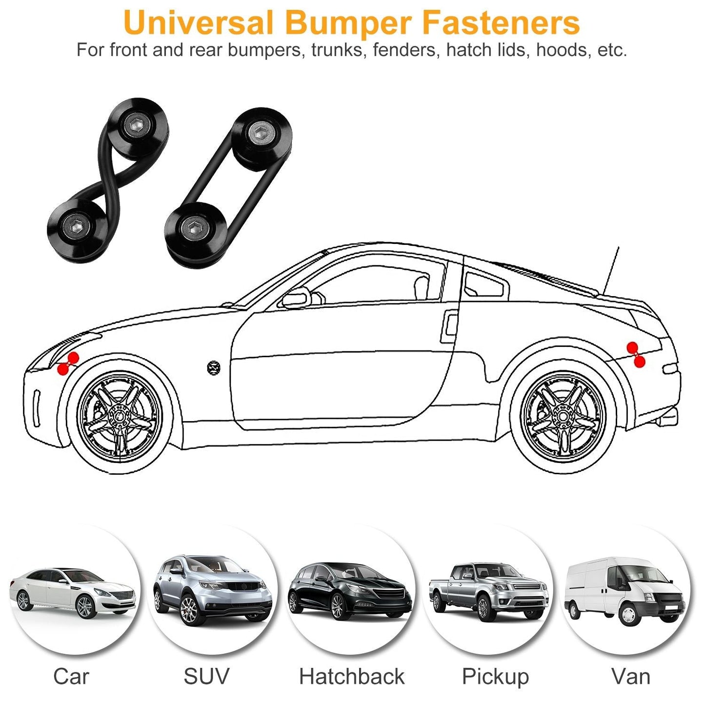 5Set Car Quick Release Bumper Fasteners Front Rear Bumper Holders Trunk Fender Hatch Lids Kit - 7DAY'S