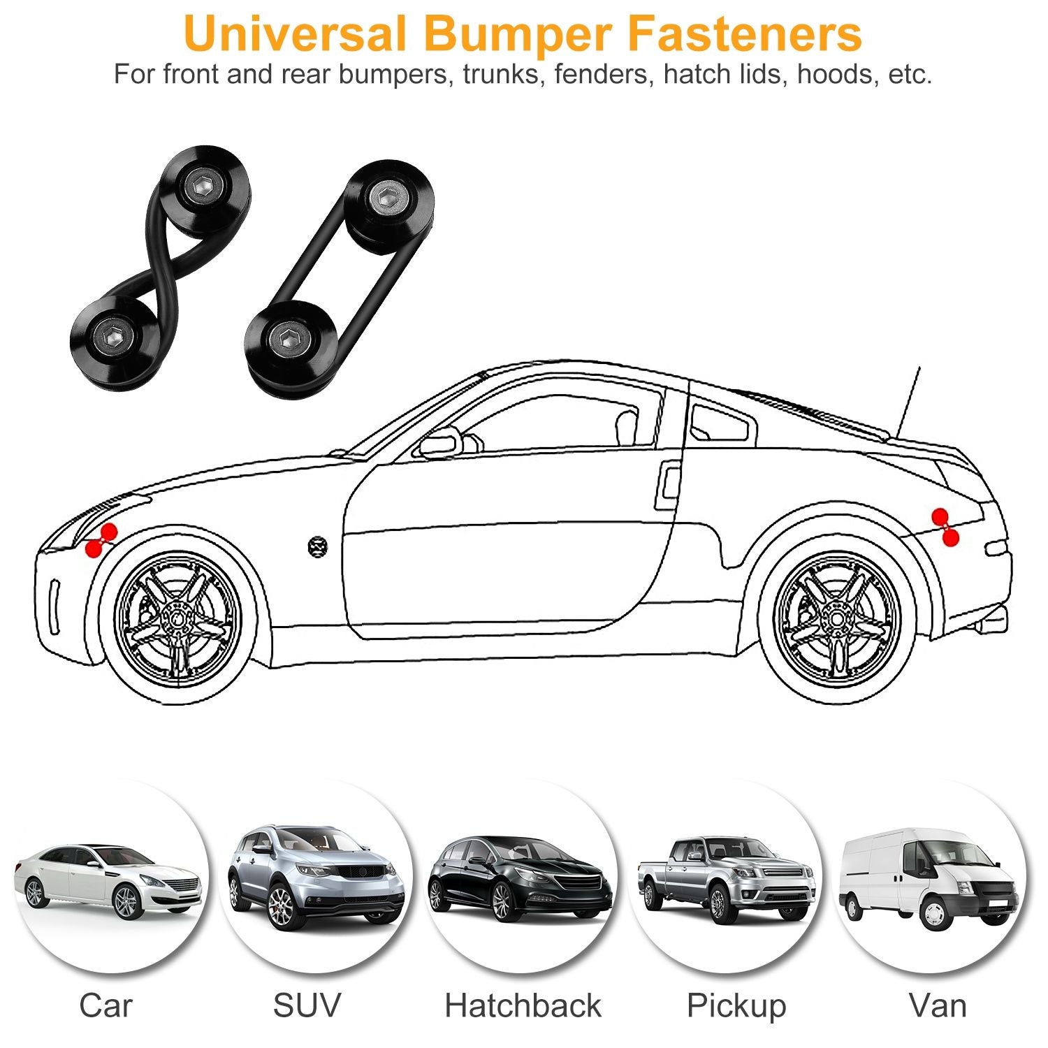 5Set Car Quick Release Bumper Fasteners Front Rear Bumper Holders Trunk Fender Hatch Lids Kit - 7DAY'S