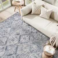 5x7 Area Rugs for Living Room, Machine Washable Non Slip Rug Modern Distressed Moroccan Indoor Area Rug Carpet Ultra Soft Rugs for Bedroom Dining Room Playroom Office, Blue - 7DAY'S