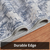 5x7 Area Rugs for Living Room, Machine Washable Non Slip Rug Modern Distressed Moroccan Indoor Area Rug Carpet Ultra Soft Rugs for Bedroom Dining Room Playroom Office, Blue - 7DAY'S