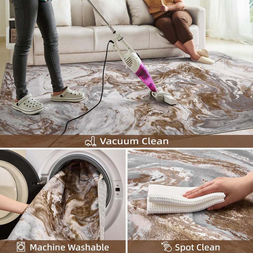 5x7 Area Rugs for Living Room, Modern Abstract Rug for Bedroom, Contemporary Machine Washable Rug, Large Stain Resistant Carpet for Dining Room Playroom Home Office, Pet & Kids Friendly - 7DAY'S