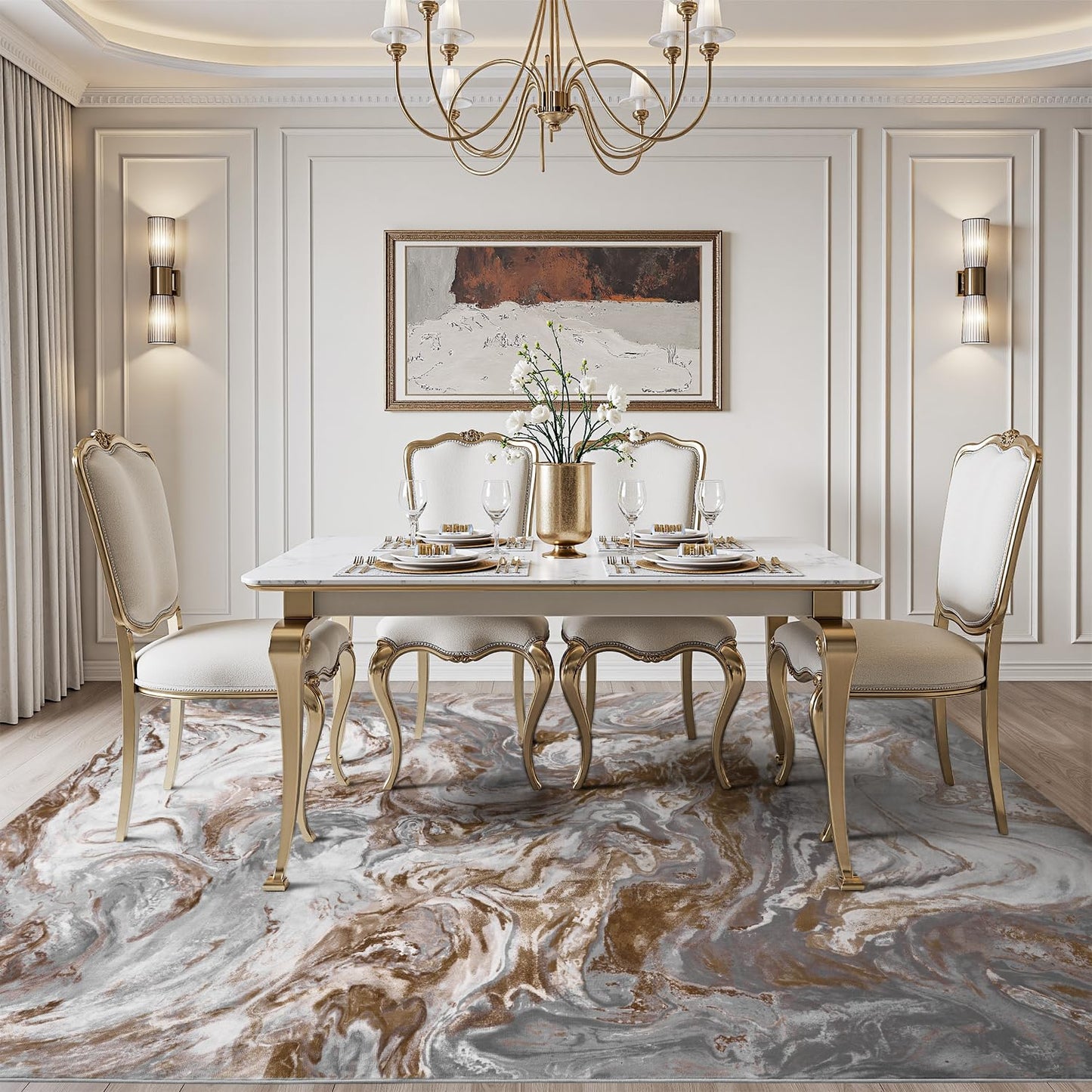 5x7 Area Rugs for Living Room, Modern Abstract Rug for Bedroom, Contemporary Machine Washable Rug, Large Stain Resistant Carpet for Dining Room Playroom Home Office, Pet & Kids Friendly - 7DAY'S