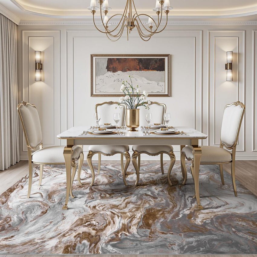 5x7 Area Rugs for Living Room, Modern Abstract Rug for Bedroom, Contemporary Machine Washable Rug, Large Stain Resistant Carpet for Dining Room Playroom Home Office, Pet & Kids Friendly - 7DAY'S